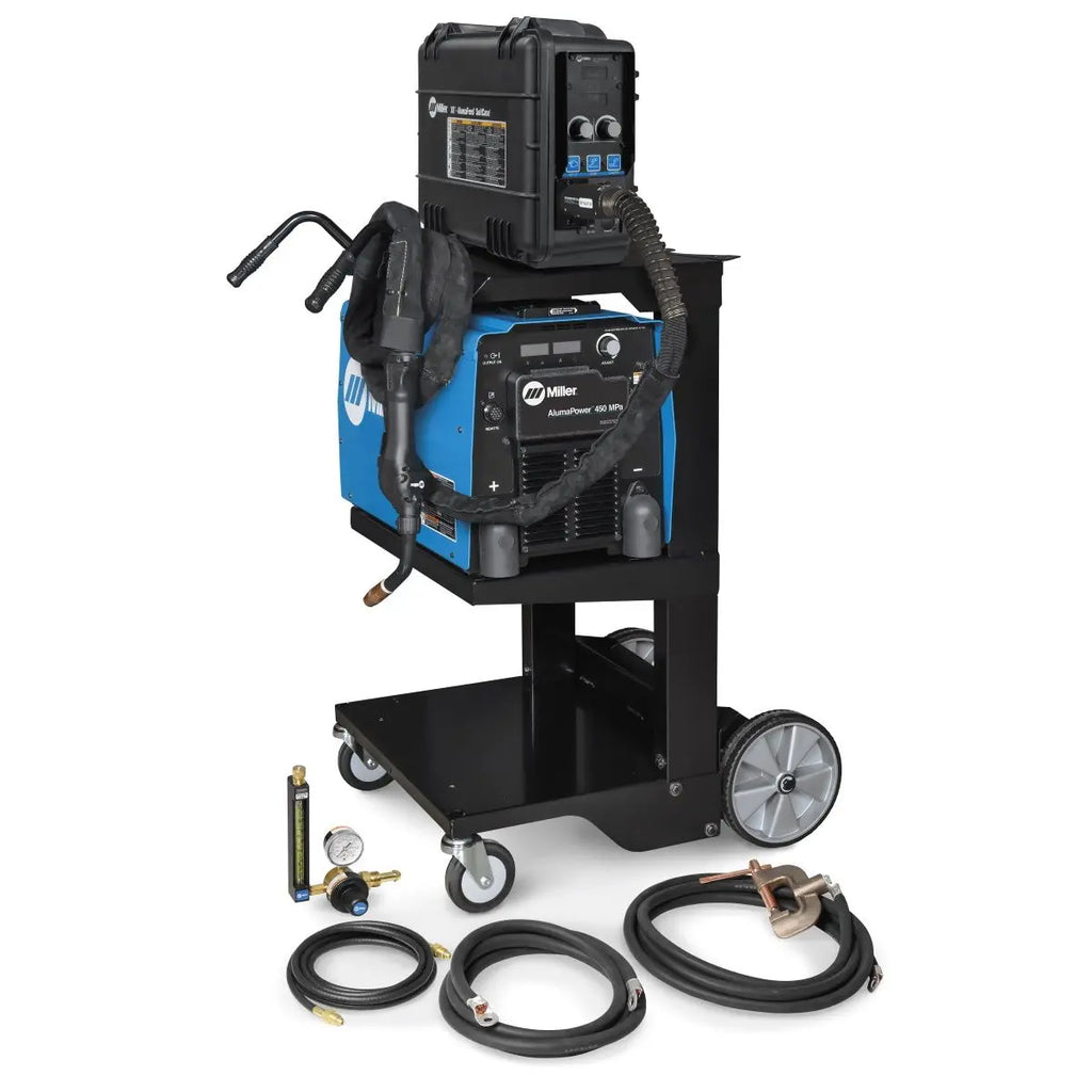 MILLER ALUMAPOWER 450 MPA MIG WELDER WITH FEEDER, 25-FT XR GUN, MIG KIT, AND CART (951840) MY X FACTOR 2
